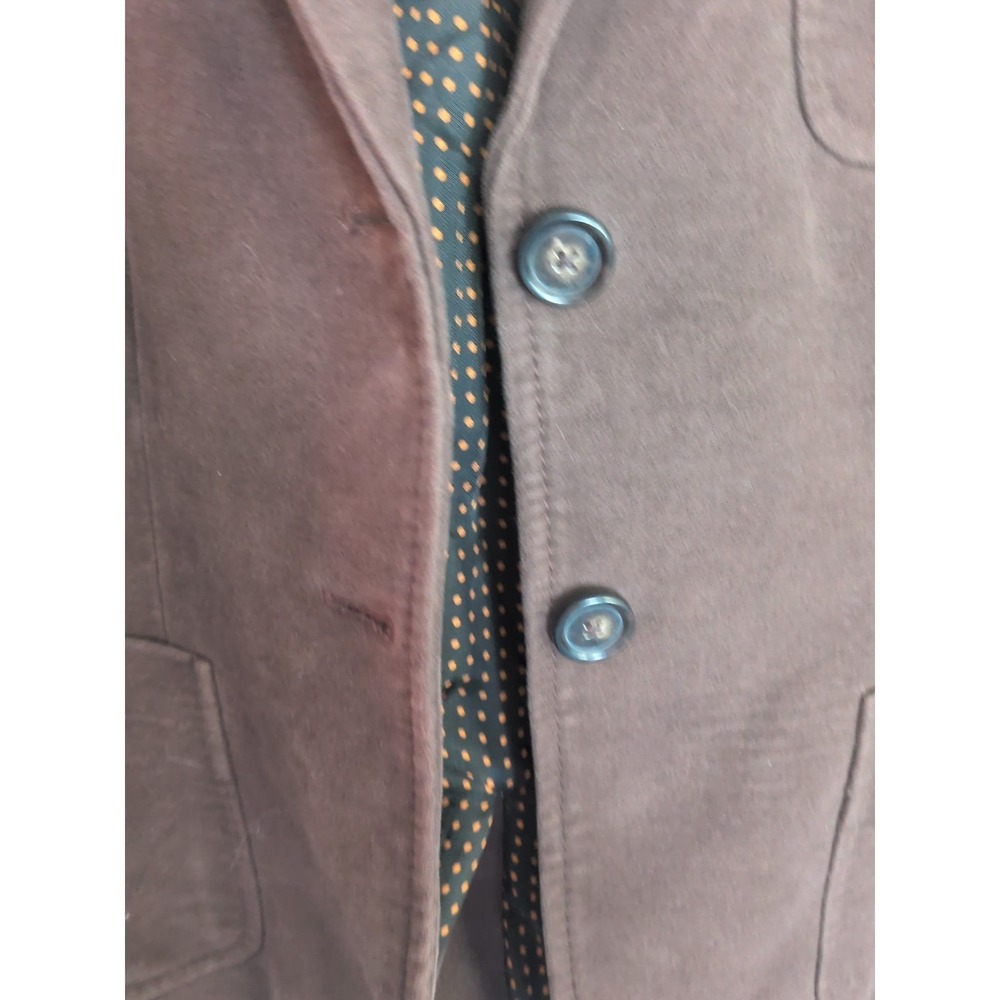 Hk_Hhh Women's Brown Cotton Blazer Jacket Size Small Polka Dot Lining Casual Pre - Picture 5 of 13